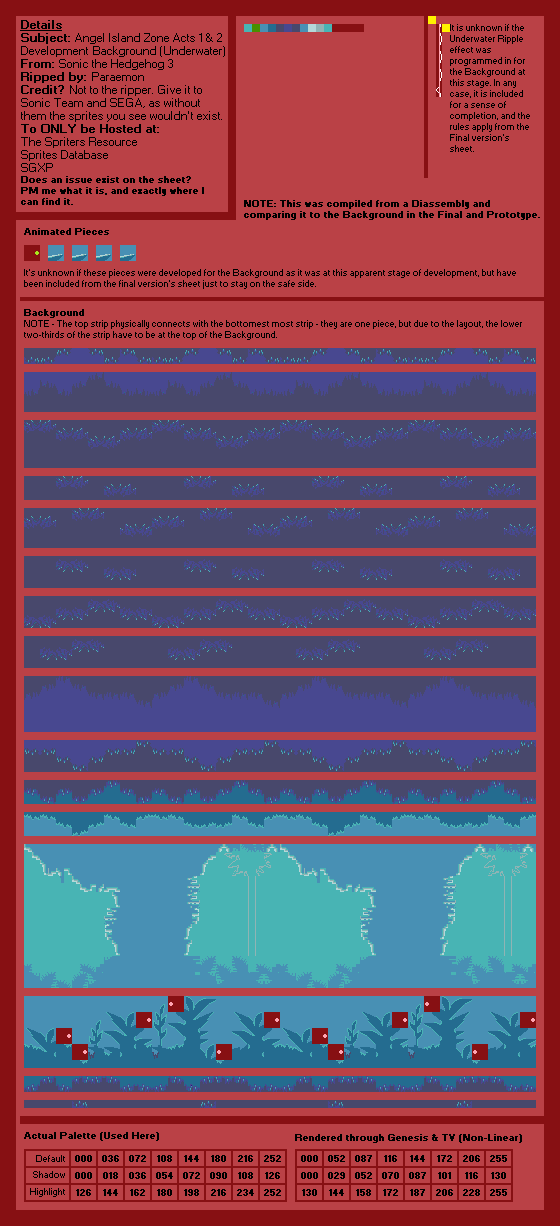 Angel Island Zone (General, Underwater) Development Background (S3)