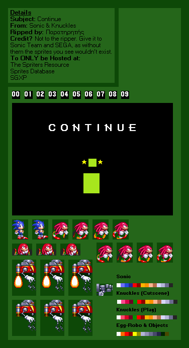 Continue Screen (S&K)