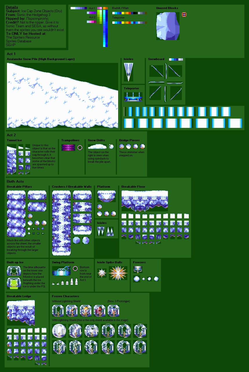 Ice Cap Zone Objects (S3)