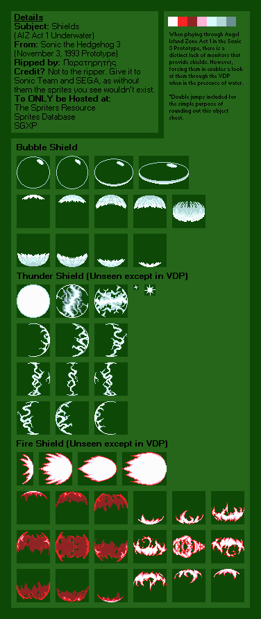 Shields (Underwater, Angel Island Zone Act 1) (S3 Prototype)