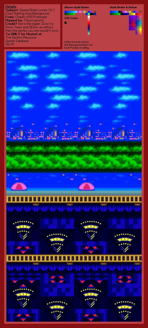 Speed Slider Levels 1 & 2 (Starting Area, Day) (0111 Prototype) (Chaotix)