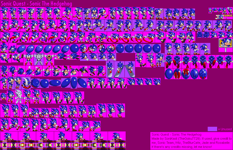 Sonic Quest Sonic Sheet