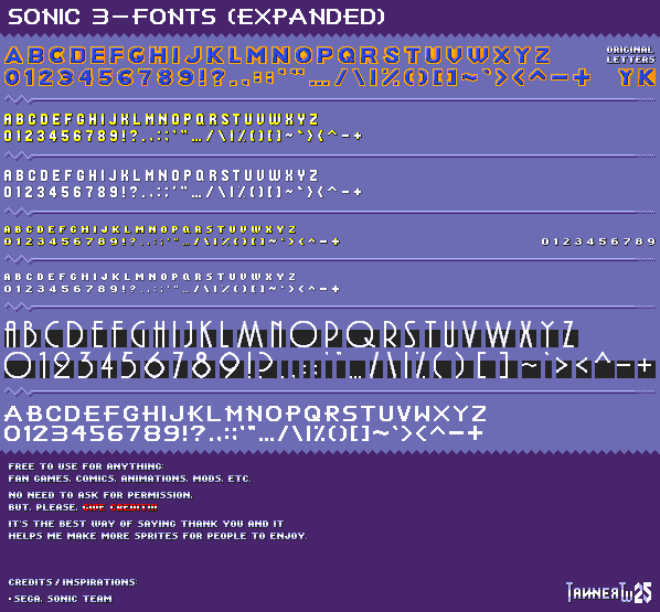 Fonts - Sonic 3 Style (Expanded)