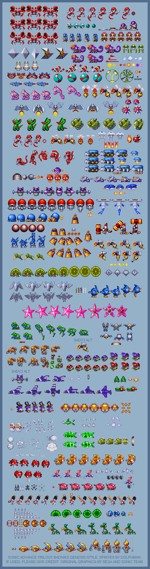 Sonic Advance Trilogy Badniks (Genesis Style)